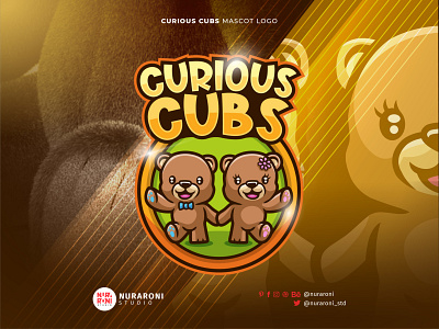 Curious Cubs - Teddy Bear Cartoon Logo