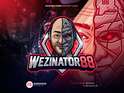 Wezinator88  🤖🤖 - Custom Cyborg Mascot Logo