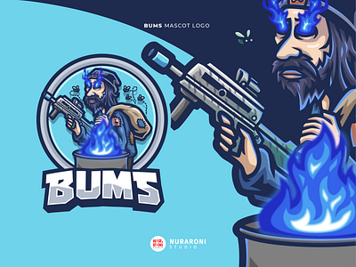 Bums 🔫🔥 - Custom Figure Mascot Logo beggar cartoon character design esports esports logo gun homeless illustration logo logo design mascot mascot logo pistol vector