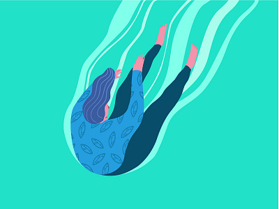 Drowning character design flat illustration vector