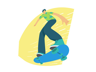 Skating character design flat illustration vector