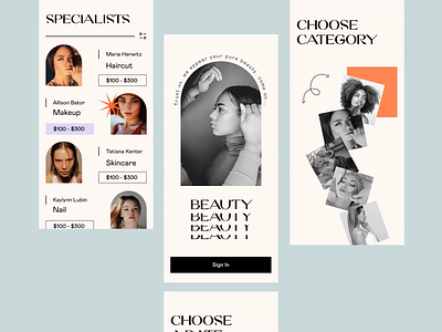 Beauty Center Booking App app beauty app beauty salon booking design figma girl grotesque minimal retro ui ux vintage