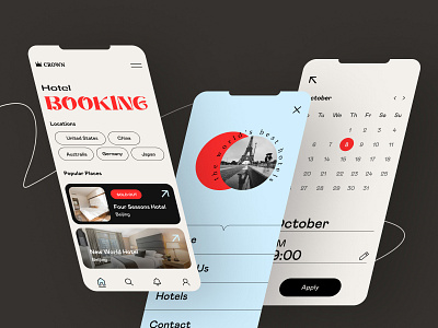 Hotel Booking Application app application booking design hotel minimal reservation ui ux vector