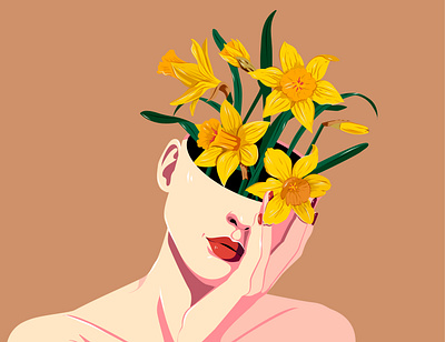 Narcissus artist artwork colorful daffodils flat floral design flowers illustration nina aubersek vector vector illustration