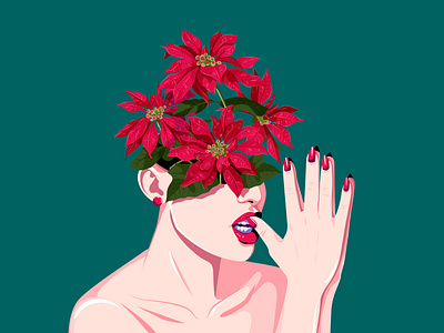 Poinsettia artist artwork blossoming thoughts christmas christmas star flower colorful flat flowers illustration nina aubersek vector illustration