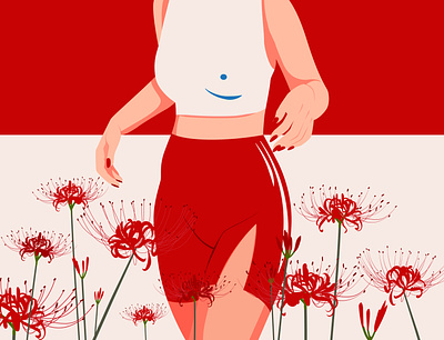 RED artist artwork colorful floral art flowers graphic illustration nina aubersek vector vector illustration