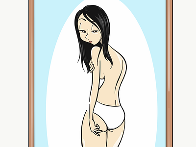 girl and mirror cartoons characterdesign cute art drawing girl character illustration nudeart