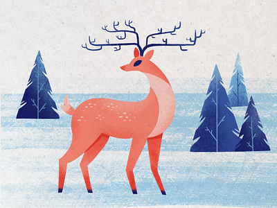 Norway deer art blue deer design illustration landing page modern norway pineapple