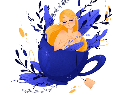 Dream art blue yellow design girl illustration illustration illustrator landing landing page modern procreate