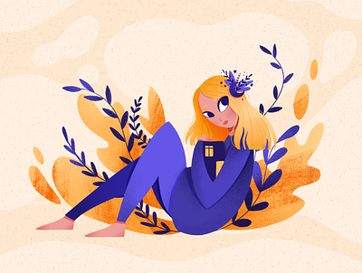 Home art blue and yellow design girl illustration illustration illustrator landing landing page modern procreate