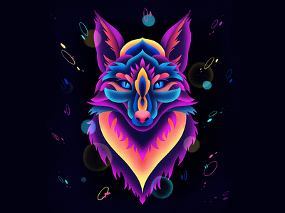 Neon fox design art design fox illustration illustrator landing modern neon procreate