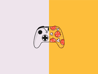 Game 'n' Chill chill flat gamepad illustration lines pizza