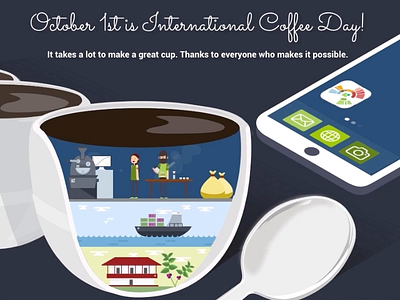 International Coffee Day Animation animation coffee coffee drinking coffee lovers login page supply chain ui ui design ux