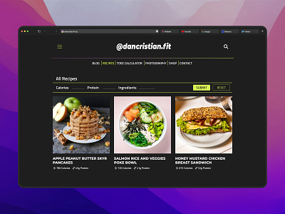 Fitness Blog @dancristian.fit app blog branding calories cooking design digitalproduct fitness fitness website graphic design illustration landing page nutrition personal blog protein recipe recipes ui ux vector