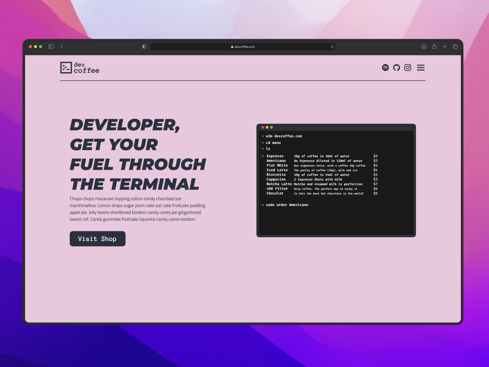 dev_coffee landing page by Adi Dulvara on Dribbble