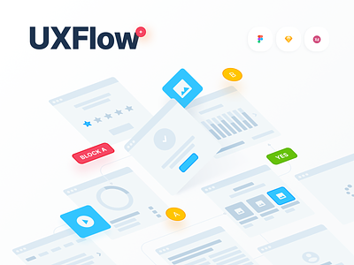 UXFlow Wireframe Prototyping System figma flow flowcharts free freebie mobile prototyping sketch system tools ux ux design web wireframe xd