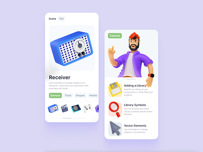 Blaaamm! 🎳 3D Illustration Constructor 3d 3d icon 3d illustrations app constructor figma gallery illustration interface onboarding overview sketch swipe tutorial ui design