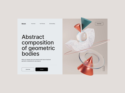 Bzzzt. ⚡️ Free Collection of 3D Abstractions 3d abstract branding brutalism composition freebies graphic design hero landing web