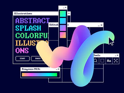 Retro concept with Splaaashes colorfull concept gradient interface macintosh pc pixel retro splines windows