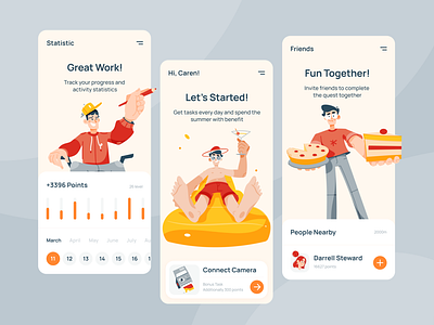 App Concept with Shhhh! Illustration Kit app bottomsheet concept contacts dasboard illustration notification onboarding statistic toast ui ux