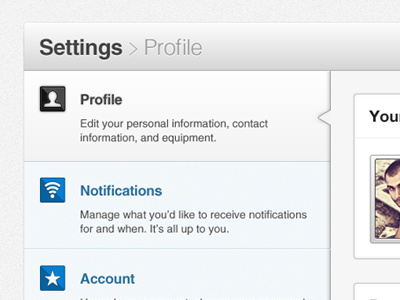 Profile Settings icon lol noise profile settings tabs ui