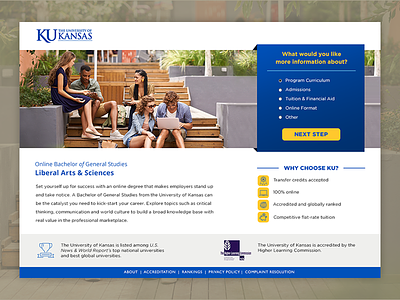 The University of Kansas online Bachelor of General Studies bootstrap conversion education landing page lead form pay per click ppc website