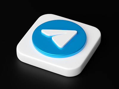 3D logotype Telegram app 3d blender icon illustration logo