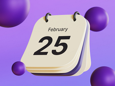 Calendar 3d icon 3d 3d design blender cycle design icon illustration purple