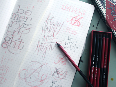 Be Merry & Bright, pt. 1 candles handlettering packaging sketch typography