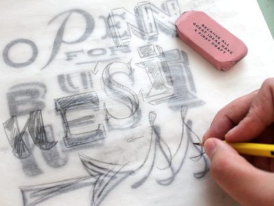 Open for Business branding hand drawn lettering personal promotion tracing paper typography wip work in progress