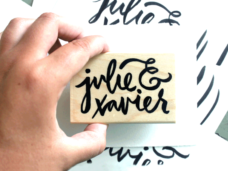 Julie & Xavier Stamp pt. 2 charleston hand drawn lettering script stamp typography wedding