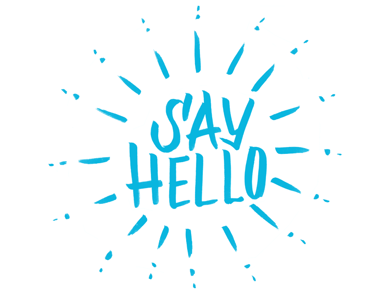 Say Hello animation branding brush lettering contact hello illustration lettering personal sunburst website