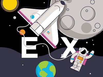 Explore pt.1 astronaut earth icon design illustration planets space space ship space shuttle spaceman stars sun