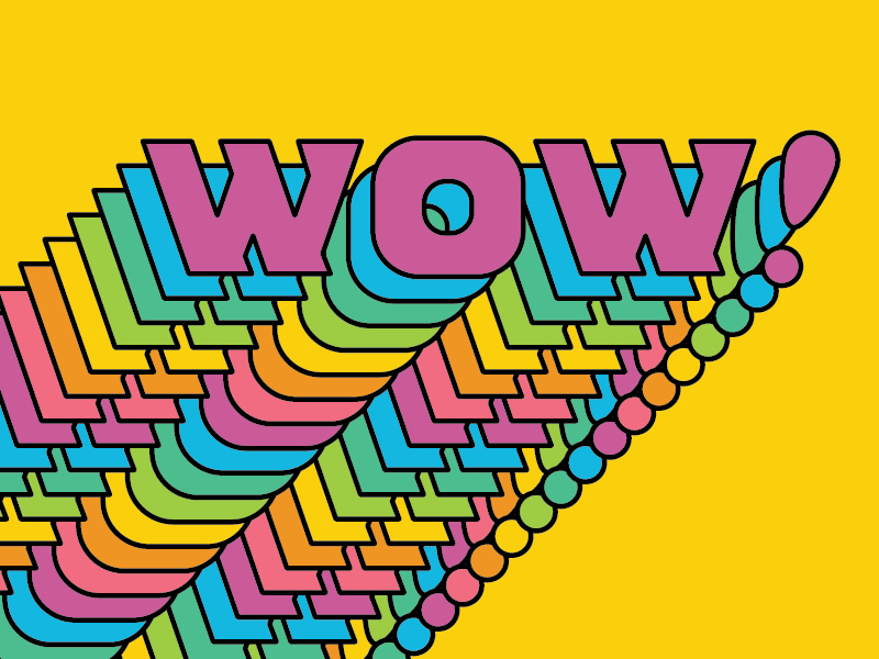 Wow! fun hand drawn lettering retro typography