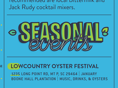 Seasonal Events charleston events lettering script lettering seasonal travel guide typography