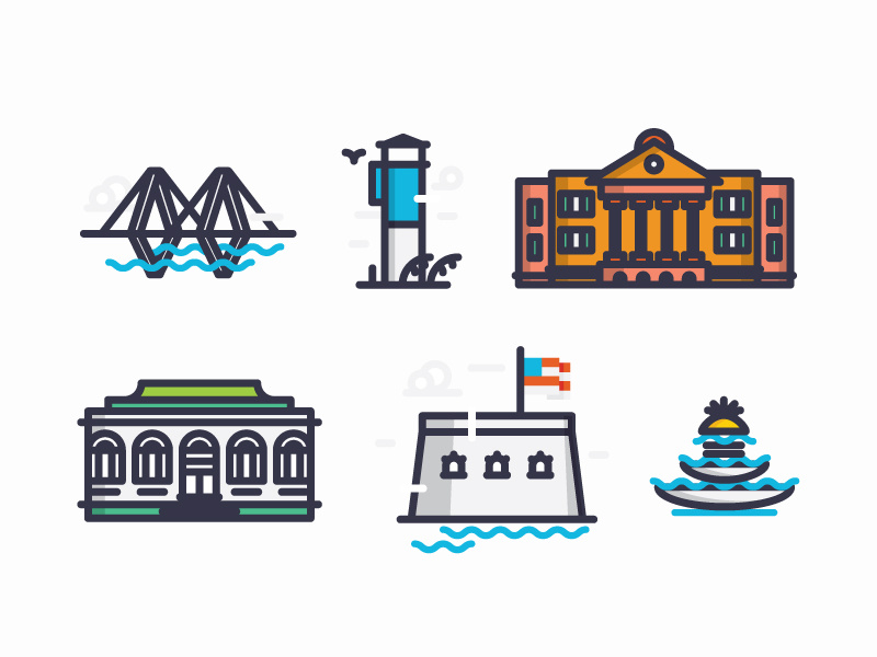 Charleston Travel Icons, pt. III by Lauren Beltramo on Dribbble
