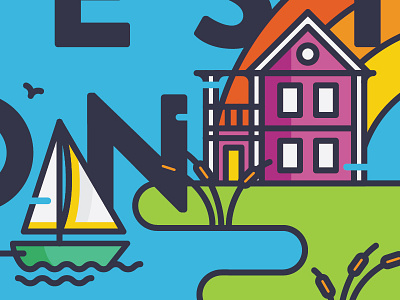 Charleston Guide Cover charleston house icon icon design illustration marsh porch rainbow ship travel