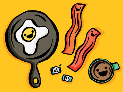 Happy Breakfast bacon breakfast coffee eggs icon icon design illustration salt and pepper sketch sketchbook