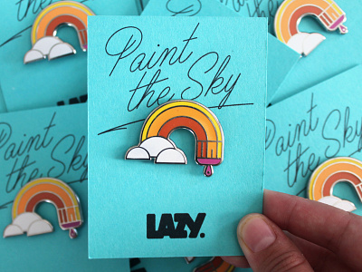 Paint the Sky enamel pin illustration lapel pin made by cooper paintbrush painting pin pin game rainbow swag