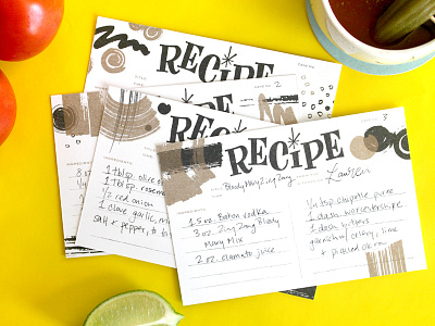 Recipe Cards, pt. III cooking illustration lettering recipe card retro riso risograph typography vintage