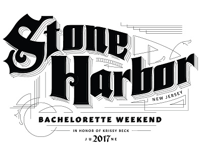 Stone Harbor bachelorette lettering new jersey sanborn maps stone harbor type design wedding