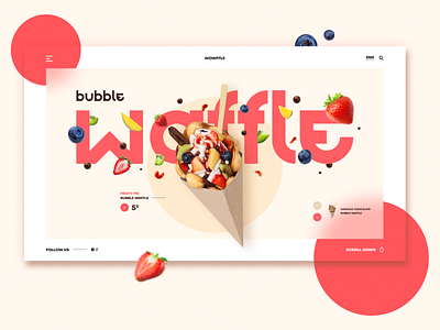 Bubble Waffle Header Design | Shot for practice bubble waffle concept dailyui dessert food fruits header header design header idea pie product sweet sweets ui ui design waffle web design