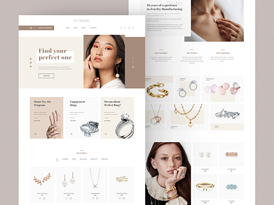 Jewelry Shop Landing Page accessories beauty concept dailyui e commerce earrings fashion gold header jewelery jewelry landing page necklace product ring shop silver ui design web design