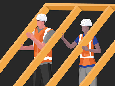 Teamwork building construction design digital diversity empathy frame framing illustration jobsite man teamwork vector woman