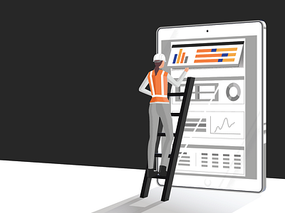 Using Data construction data design device digital illustration ipad ladder screen vector woman