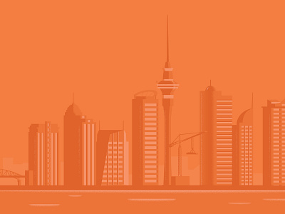 Auckland Cityscape auckland building city cityscape construction crane design digital illustration new zealand orange vector