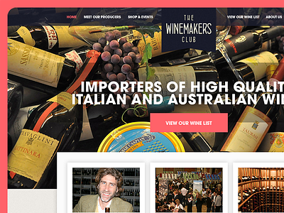 Wine Club - Homepage Draft 1 design home page preview shine shoe wine winemakers