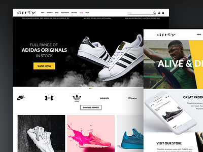 Alive Dirty Shopify Ecommerce Site brand design ecommence shopify sports ui uidesign ux website