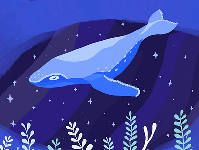 Last night in a dream flat design illustration procreate space universe whale