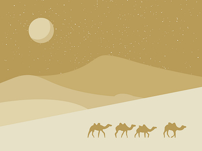 Desert Night camels desert egyptian illustration moon vector
